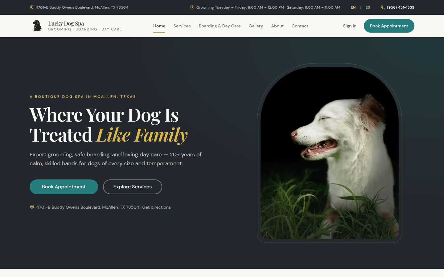 Lucky Dog Spa website preview